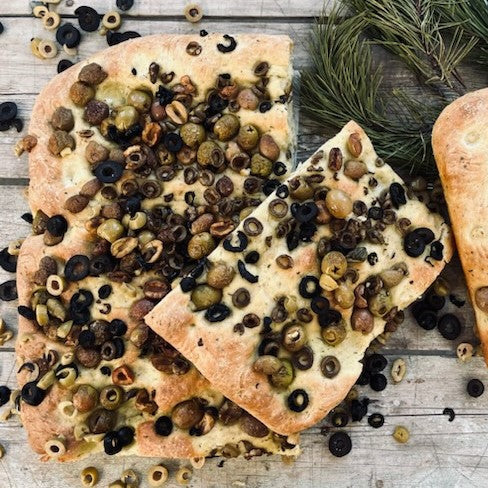 Focaccia maison aux olives 