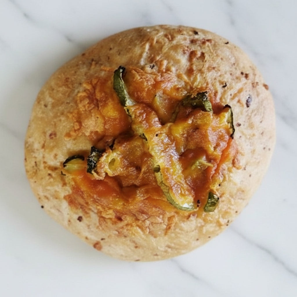 Pain cheddar , bacon et pickles de chez La Bine à Mascouche